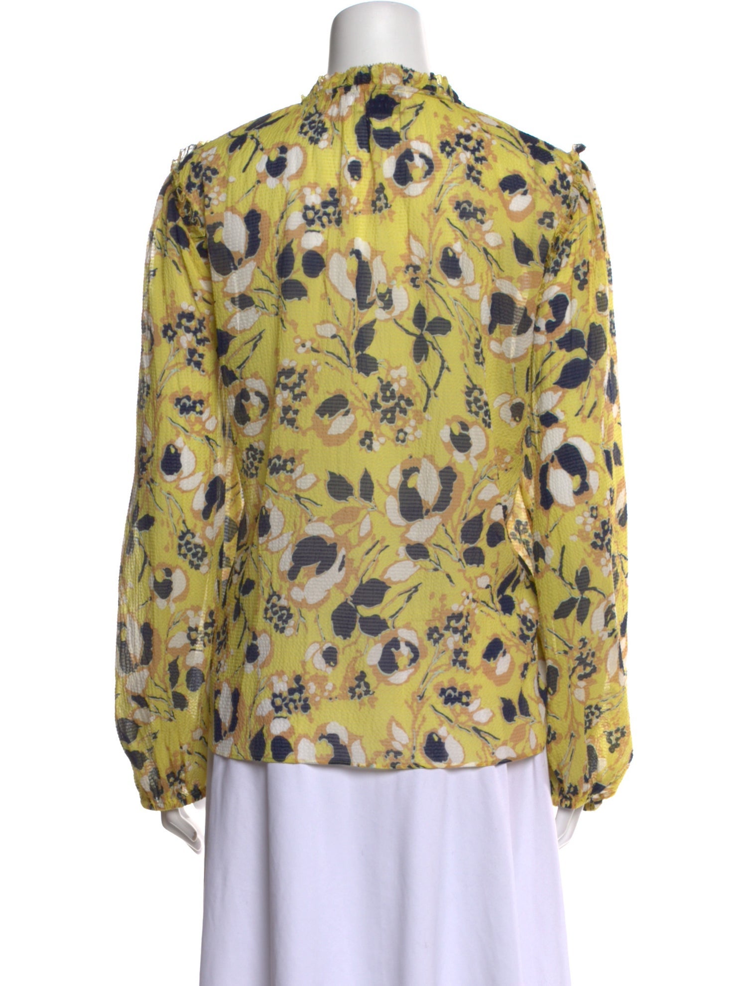 Tanya Taylor Floral Print Mock Neck Blouse